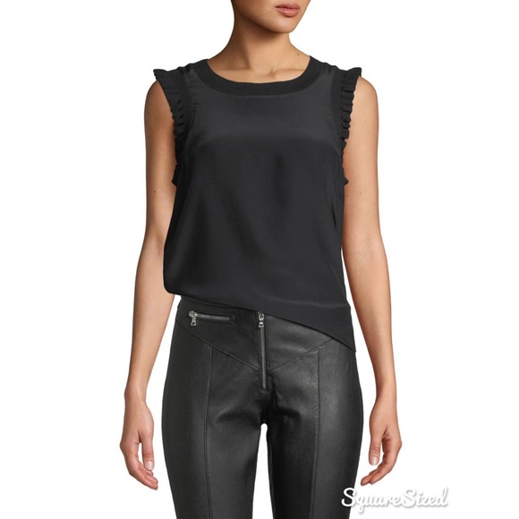 NWT ⭐️ CROPP Grey Faded Washed Ribbed Ruffle Sleeve Sleeveless Cropped Tank Top - Picture 3 of 6